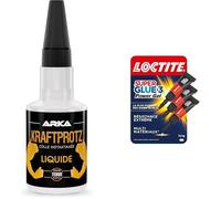 KRAFTPROTZ liquide | 50 g | Superglue | Extra forte et universelle | Colle les métaux & Loctite Super Glue-3 Power Gel Mini Dose