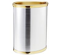 Kraftware Corbeille à déchets Ovale Mylar en Chrome brossé/Laiton 33 cm avec Pare-Chocs en Laiton brossé et Or de 1,9 cm