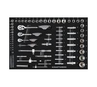 Kraftwerk Kraftwerk Jeu de douilles 1/4“+3/8“+1/2“, équipé, 86 pièces. Quantité:1