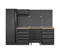 Kraftwerk Mobilier d'atelier Mobilio 4 éléments Kraftwerk, armoire haute, paroi perforée, hêtre Quantité:1