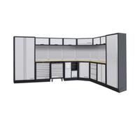 Kraftwerk Mobilier d'atelier Mobilio 8 éléments Kraftwerk, unité murale, paroi perforée à trous carrés, longueur 3819 mm 2824 mm, plan de travail multiplex Quantité:1
