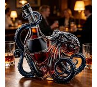Kraken Bouteille pieuvre en verre borosilicate soufflé à la main avec tentacules sculptées pour whisky, rhum ou vin, 350 ml, décoration de bar nautique pour les amateurs de marins