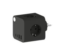 KREAFUNK Ampie Multiprise Murale avec Interrupteur - 3 prises EU, USB-C 25W, USB-A 18W, charge rapide, design compact -noir