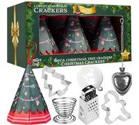 KreativeKraft Crackers de Noël Sapin Lot 6, sans Détonation, Infuseur à Thé, Emporte Pièces, Mini Râpe, Coquetier, Bonbonnières, Chapeaux et Blagues