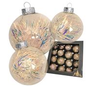Krebs Glas Lauscha - Décoration de Noël/décorations de sapin de Noël en verre - Assortiment de verre avec guirlandes - Quantité : 16 pièces - Couleur : doré - Dimensions : environ 5-7 cm