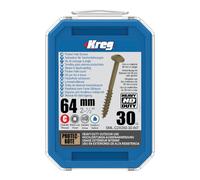 Kreg 2x HD Protec-Kote Maxi-Loc Vis pour trous de poche 64 mm ( 2x SML-C2X250-30-INT ) Filetage grossier 60 pces