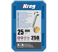 Kreg Lot de 250 vis galvanisées à tête plate à filetage grossier 25 mm