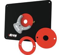KREG PRS4034 Plaque d'insertion pour table de toupie pré-percée 298 x 235 x 9 mm + 3x Bagues de réduction 25 mm / 30 mm / 67 mm