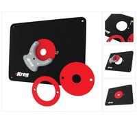 KREG PRS4038 Table de fraisage Plaque d'insertion 298 x 235 x 9 mm + 3x bague de réduction 25 mm / 30 mm / 67 mm
