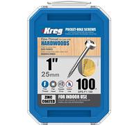 KREG Vis à zinc de haute qualité, longueur de vis 25 mm, filetage fin, paquet de 100 pièces - Parfaites pour les projets en bois à l'intérieur