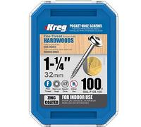 KREG Vis à zinc de haute qualité, longueur de vis 32mm, filetage fin, paquet de 100 pièces - Parfaites pour les projets en bois à l'intérieur