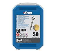 KREG Vis à zinc de haute qualité, longueur de vis 51 mm, filetage grossier, paquet de 50 pièces - Parfaites pour les projets en bois à l'intérieur