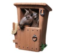 Kremers Schatzkiste Tirelire cheval dans l'écurie marron - 14 cm - Tirelire en pierre artificielle cheval - Tirelire d'équitation cadeau pour les amateurs de chevaux - Décoration
