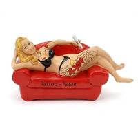 Kremers Schatzkiste Tirelire Tattoo Girl - Caisse de tatouage originale pour fans et studios - Figurine décorative peinte à la main en polyrésine - Cadeau d'argent pour économiser sur le prochain