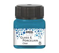 Kreul 16215 - Glass & Porcelain Clear Bleu Cyan, en Pot de 20 ML, Peinture Transparente pour Verre et Porcelaine, à Base d'eau, séchage Rapide, Claire comme du Cristal