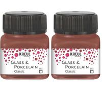 KREUL 16229 - Glass & Porcelain Classic Cognac, en Pot de 20 ML, Peinture Brillante pour Verre et Porcelaine à Base d'eau, séchage Rapide, Opaque (Lot de 2)