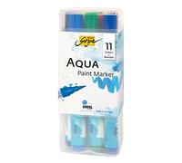 Kreul 18190 - Solo Goya Aqua Paint Marker Powerpack, Set de 11 Couleurs et Un mélangeur, Crayons d'artiste avec Pointe Pinceau élastique, Peinture Soluble dans l'eau