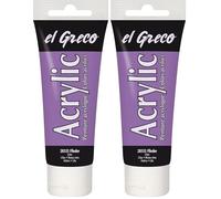 KREUL 28335 - El Greco Acrylic, tube de 75 ml en lilas, peinture acrylique brillante hautement pigmentée, qualité d'étude, peut être peinte avec du beurre, pour la peinture pâteuse (Lot de 2)