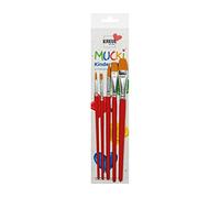 KREUL 553030 - Mucki Set de pinceaux pour enfants, 5 pièces avec pinceaux plats et pinceaux ronds, élastiques et résistants, pour le jardin d'enfants, l'école et les loisirs