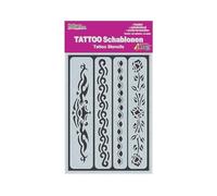 Kreul 62140 Lot de 4 bandes de pochoir pour tatouage, 14,8 x 10,4 cm, réutilisables, look tribal, fête à thème, carnaval