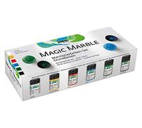 KREUL 73600 - Peinture marbrée Magic Marble, set de couleurs de base, 6 x 20 ml de peinture, pour marbrer par immersion le bois, le verre, le plastique, le papier, le métal et le polystyrène
