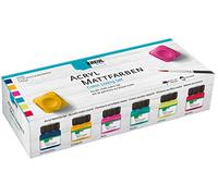 KREUL 75601 - Couleurs acryliques mates dans le Color Living Set, 6 x 20 ml de peinture et pinceau, peinture crémeuse et couvrante, séchage rapide, à base d'eau, convient à différents supports
