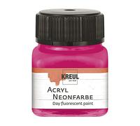 KREUL 77263 - Peinture acrylique néon, 20 ml verre rose néon, peinture acrylique fluorescente - luminescente à base d'eau, crémeuse semi-couvrante avec luminosité intense sur fond blanc