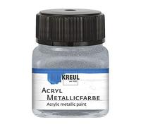 Kreul 77272 - Peinture acrylique métallisée, 20 ml verre argenté, peinture acrylique glamour à effet métallique à base d'eau, couvrante et crémeuse, séchage rapide et résistante à l'eau