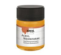 Kreul 77562 - Peinture acrylique néon, 50 ml verre orange néon, peinture acrylique fluorescente - lumière du jour à base d'eau, crémeuse semi-opaque avec luminosité intense sur fond blanc
