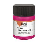 Kreul 77563 - Peinture acrylique néon, 50 ml verre rose néon, peinture acrylique fluorescente - luminescente à base d'eau, crémeuse semi-couvrante avec luminosité intense sur fond blanc