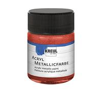 KREUL 77573 - Peinture acrylique métallique, 50 ml verre en rouge métallique, peinture acrylique à effet métallique à base d'eau, couvrante et crémeuse, séchage rapide et résistante à l'eau