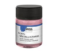 KREUL 77574 - Peinture acrylique métallisée, 50 ml verre rose métallisé, peinture acrylique à effet métallique à base d'eau, couvrante et crémeuse, séchage rapide et résistante à l'eau