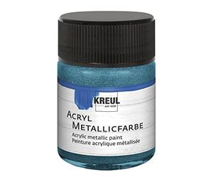 Kreul 77582 - Acrylique Métallique, 50 ml verre en pétrole métallique, peinture acrylique glamour à effet métallique à base d'eau, couvrant crémeux, séchage rapide et résistant à l'eau