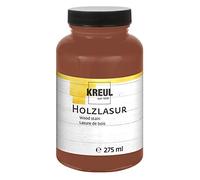 KREUL 78216 - Lasure acrylique pour bois aux couleurs intenses, 275 ml verre plastique marron, pour bois naturel et non traité, fluide - peinture liquide à base d'eau