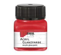 KREUL 79205 - Peinture acrylique brillante, 20 ml verre rouge, peinture acrylique brillante et lisse pour peindre et bricoler, à base d'eau, résistante à la salive, séchage rapide et opaque