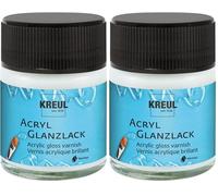 KREUL 79401 - Laque acrylique claire et brillante 50 ml pot en verre Laque de finition et de protection à base d'eau pour objets peints entièrement secs, Glossy Transparent (Lot de 2)