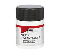KREUL 79501 - Peinture acrylique brillante, 50 ml verre blanc, peinture acrylique brillante et lisse pour peindre et bricoler, à base d'eau, résistante à la salive, séchage rapide et opaque