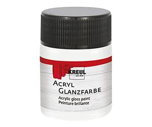 KREUL 79501 - Peinture acrylique brillante, 50 ml verre blanc, peinture acrylique brillante et lisse pour peindre et bricoler, à base d'eau, résistante à la salive, séchage rapide et opaque