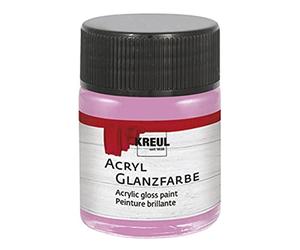 KREUL 79506 - Peinture acrylique brillante, 50 ml verre rose, peinture acrylique brillante et lisse pour peindre et bricoler, à base d'eau, résistante à la salive, séchage rapide et opaque