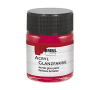 KREUL 79519 - Peinture acrylique brillante, 50 ml verre rouge foncé, peinture acrylique brillante et lisse pour peindre et bricoler, à base d'eau, résistante à la salive, séchage rapide et opaque