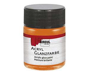 KREUL 79524 - Peinture acrylique brillante, 50 ml verre orange, peinture acrylique brillante et lisse pour peindre et bricoler, à base d'eau, résistante à la salive, séchage rapide et opaque