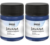 KREUL 8196 - Javana Peinture sur soie en pot de 50 ml, bleu nuit, couleur brillante et hautement pigmentée à base d'eau, au caractère fluide et liquide, pénètre profondément dans les fibres (Lot de 2)