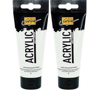 KREUL 84150 - Solo Goya Acrylic, Tube de 100 ML, Blanc nacré, Peinture Acrylique crémeuse Polyvalente de qualité étude, à Base d'eau, séchage Rapide et Mat (Lot de 2)