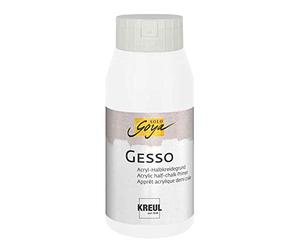 KREUL 85272 - Solo Goya Gesso Apprêt à base de demi-craie acrylique pour supports de peinture Blanc Flacon de 750 ml Résistant à l’eau Bonne opacité