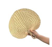KRFVGYQNK Éventail en bambou tressé, Heart Shaped Handmade Straw Woven Fan, Multiple Sizes for Parties and Outdoor Decor(32-38cm)