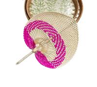 KRFVGYQNK Éventail en bambou tressé, Heart Shaped Straw Bamboo Woven Fan Multicolor Summer Cooler Home Decor Pendants(Color 12)