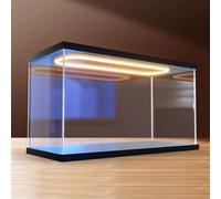 KRFVGYQNK Vitrine en Plastique, Vitrine en Acrylique avec Porte d'entrée et lumière LED, boîte de Loisirs empilable, Plusieurs Tailles(55x30x30cm(22x12x12in))