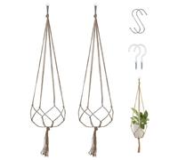 KRFWGUU 2 Pièces Macramé Pour Plante, Macramé Pot Suspendu En Jute Avec 4 Crochets, Pot Suspendu Plante Interieur Pour Intérieur Et Extérieur, Pour Salon, Chambre À Coucher, 120 Cm