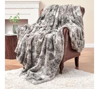 Krifey Couverture surdimensionnée en fausse fourrure, super douce et confortable, jeté de lit pelucheux, cadeau de Noël et d'anniversaire pour femme, décoration de chambre, dortoir, gris marbré, 152,4