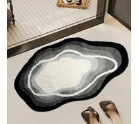 KRIPINC Tapis Salle de Bain Absorbant et Séchage Rapide Irrégulier 60x100cm | Velours Floqué, Dégradé en Relief Gris, Tapis de Douche Antidérapant, pour Salon, Descente de Lit, Extérieur de la Baignoire